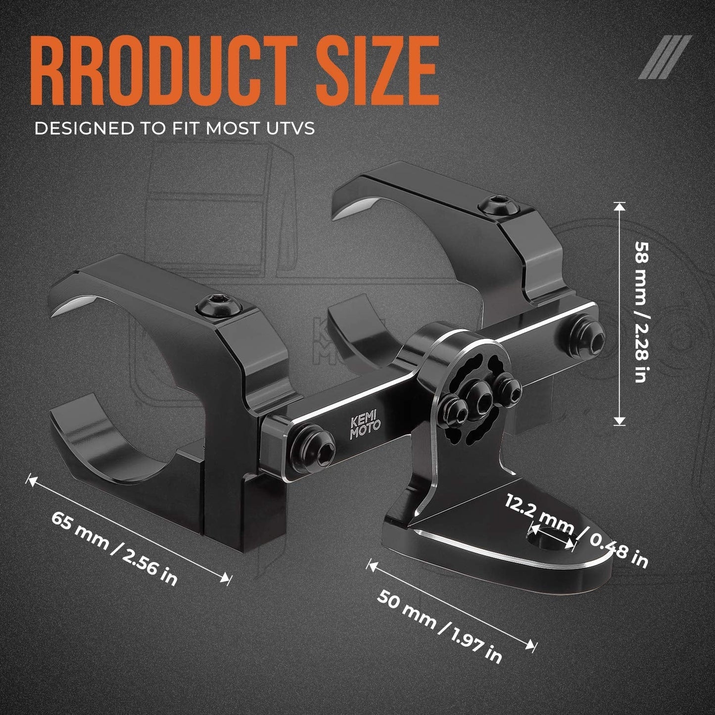 Aluminum UTV Whip Light Mount for 1.5 to 2’’ Roll Cage