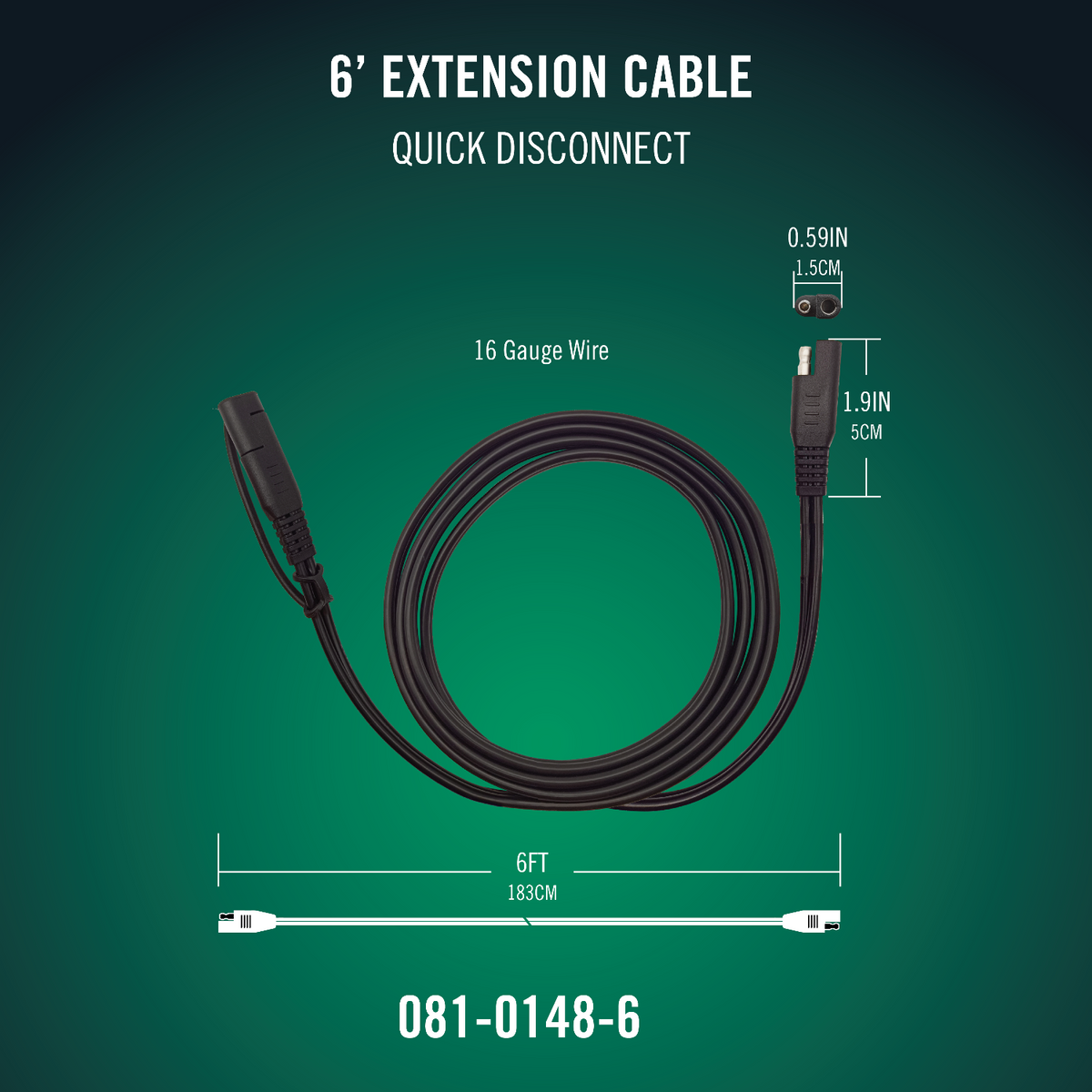 Battery Tender® 6ft SAE Quick Disconnect Extension Cable - Battery