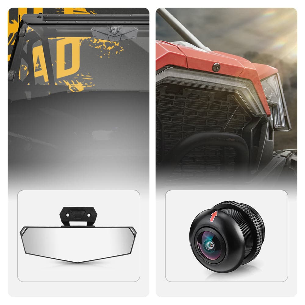 Center Rear View Mirror & Front Camera Kit For Polaris RZR PRO / Turbo