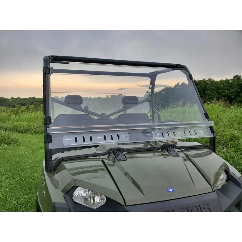 Polaris Ranger Crew 1000 - 2 Pc Scratch-Resistant Windshield w/Vent and Clamp Options