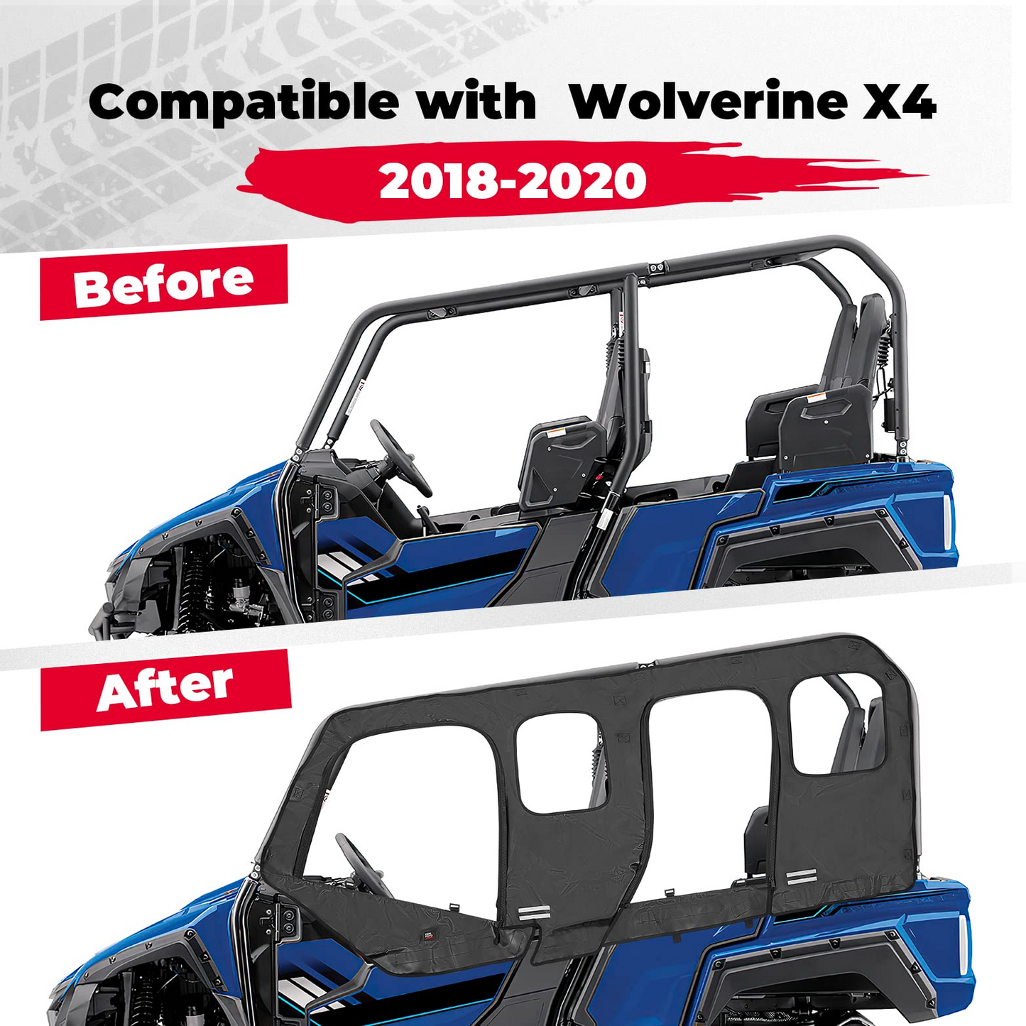 Soft Cab Enclosure Upper Doors for Yamaha Wolverine X4/SE 2018-2020