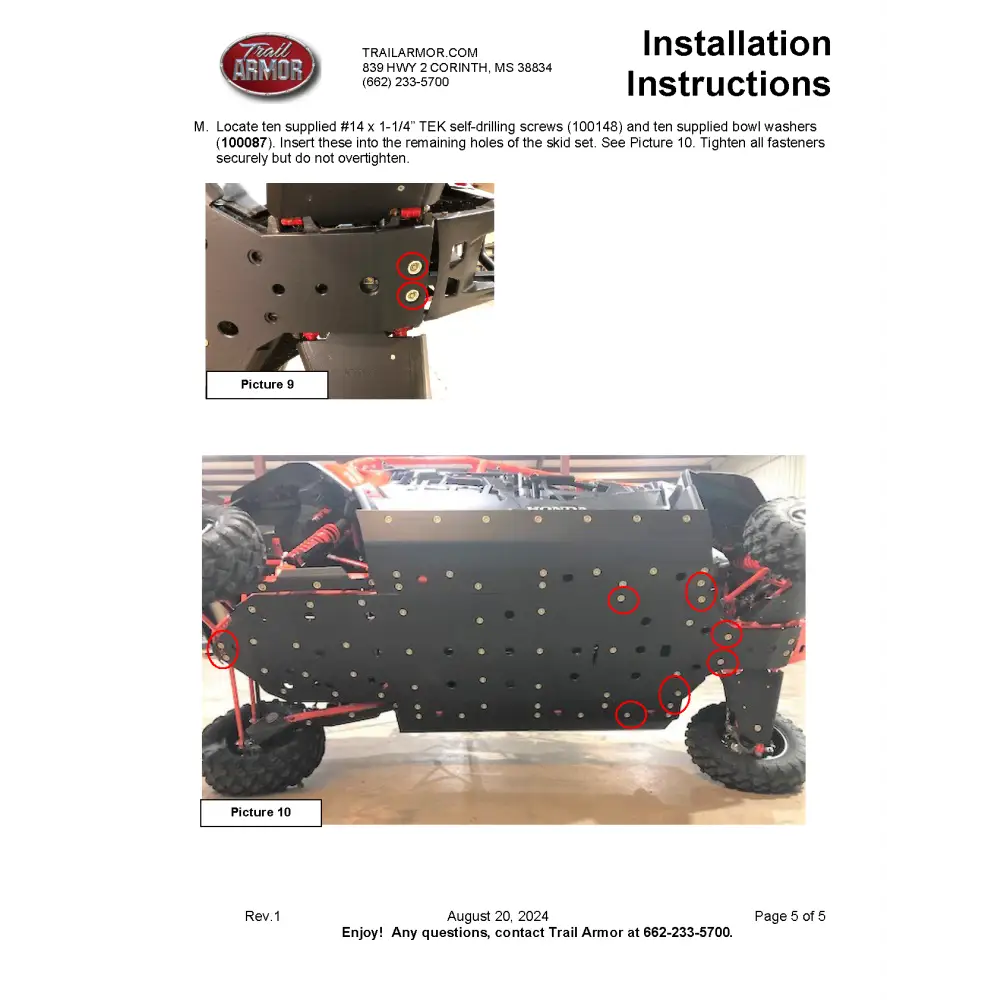 Trail Armor 2020 - 2022 2024 Honda Talon 1000X-4 2020 - 2024 Talon 1000S-4 Fox Live Valve 2023 Talon 1000XS-4 Talon