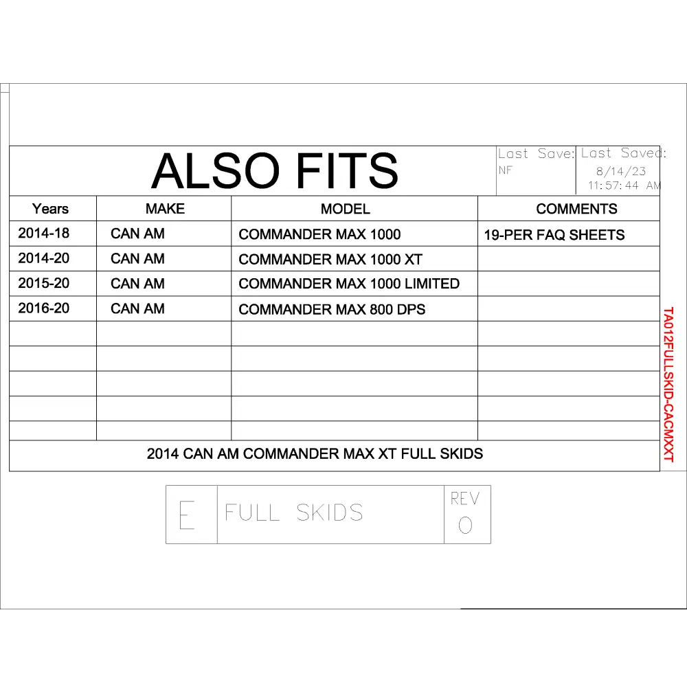 Trail Armor Can Am Commander Max XT Commander Max and Commander Max Limited Full Skids with Integrated Slider Nerfs