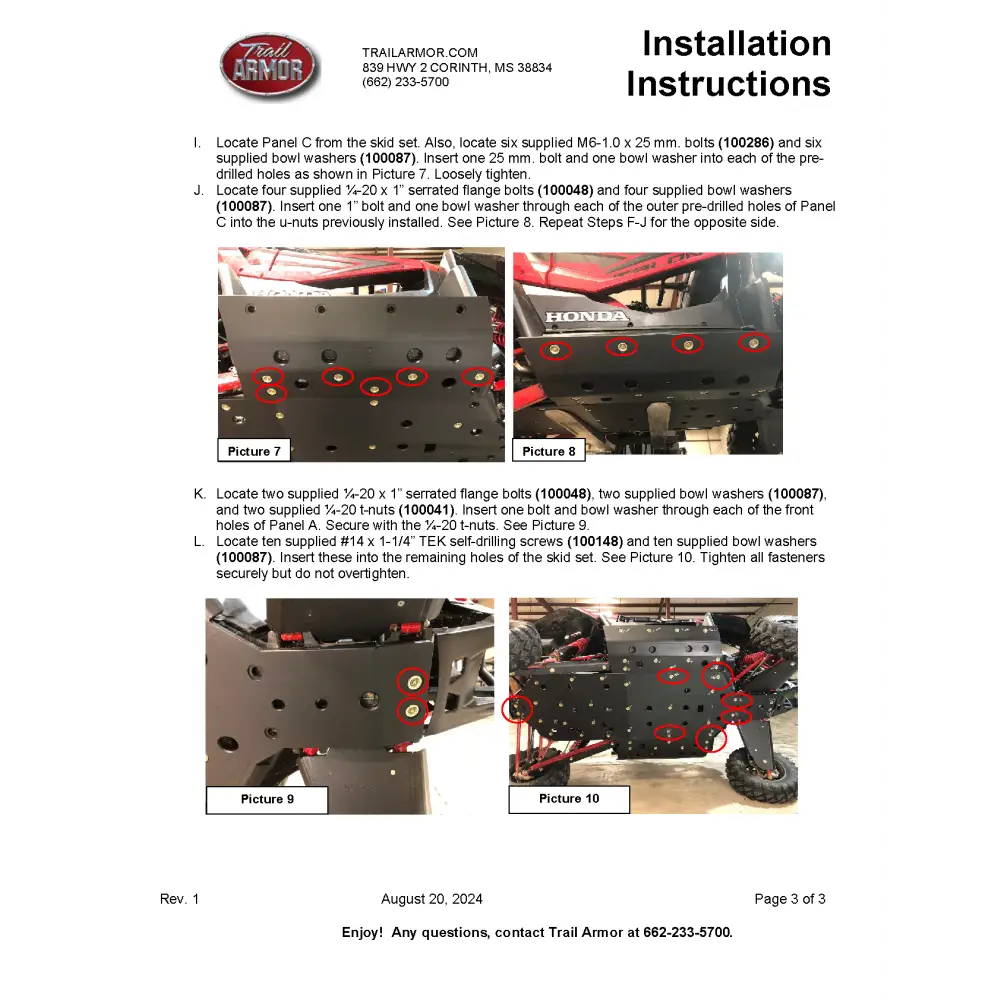 Trail Armor Honda Talon 1000 R Talon 1000 X Talon 1000 R Fox Live Valve Talon X Fox Live Valve Talon 1000 XS Talon 1000