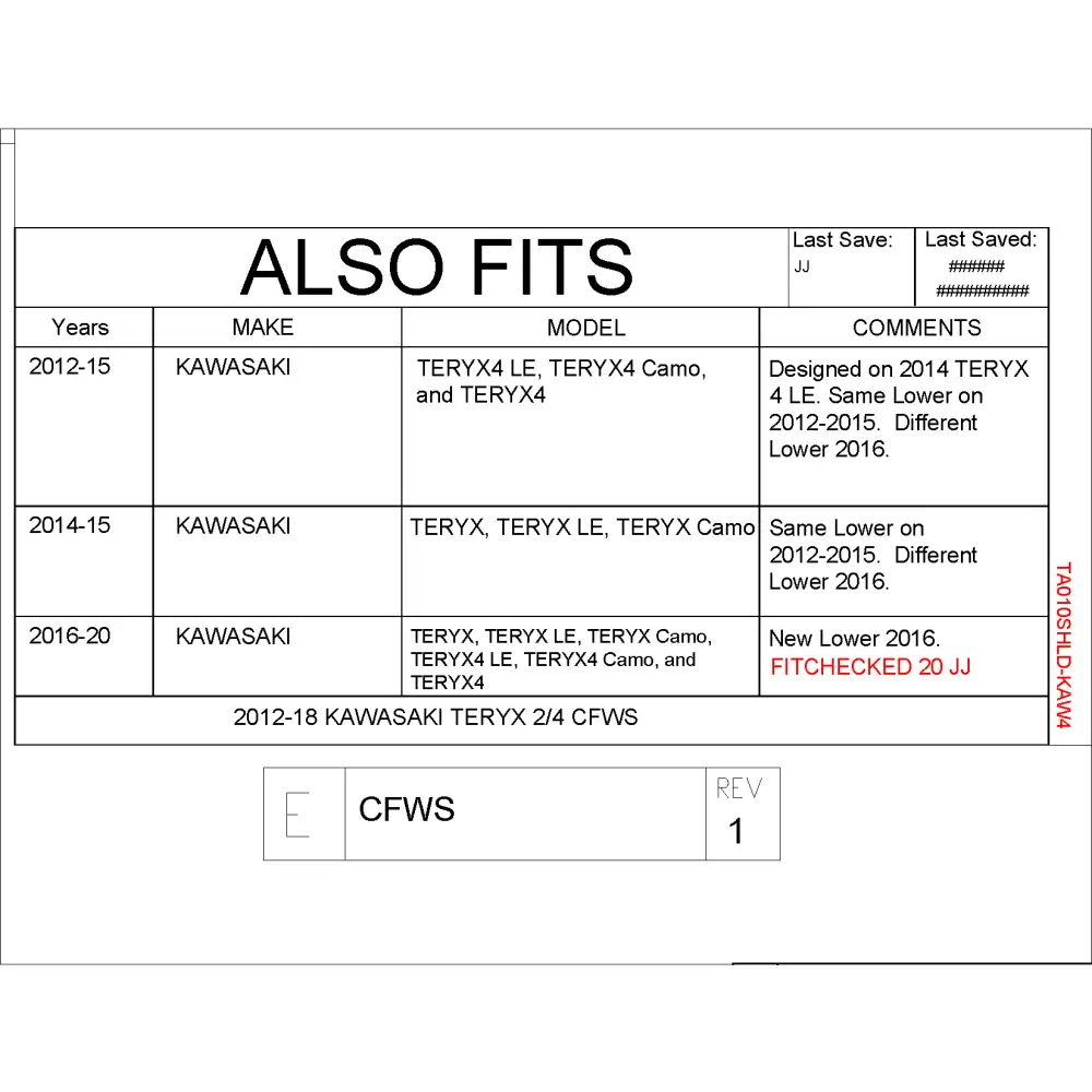 Trail Armor Kawasaki 2012 - 2020 TERYX4 LE TERYX4 Camo TERYX4 2014 - 2020 TERYX TERYX LE TERYX Camo CoolFlo Windshield