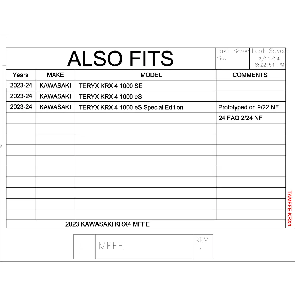 Trail Armor Kawasaki KRX 4 1000 Special Edition KRX 4 1000 eS and KRX 4 1000 eS Special Edition Mud Flap Fender