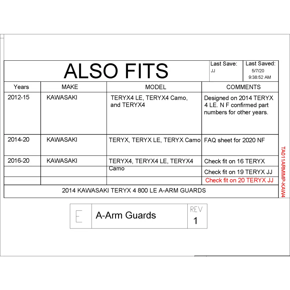 Trail Armor Kawasaki TERYX4 LE TERYX4 Camo TERYX4 and TERYX TERYX LE TERYX Camo iMpact A-Arm Guards - A-Arm Guards