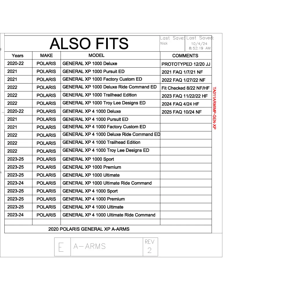 Trail Armor Polaris General XP 1000 and General XP 4 1000 IMpact A-Arm Guards Front and Rear 2020 - 2024 - A-Arm Guards