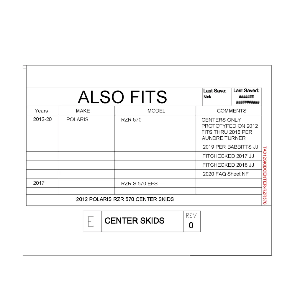 Trail Armor Polaris RZR 570 and RZR S 570 Center Skids - Skid Plates