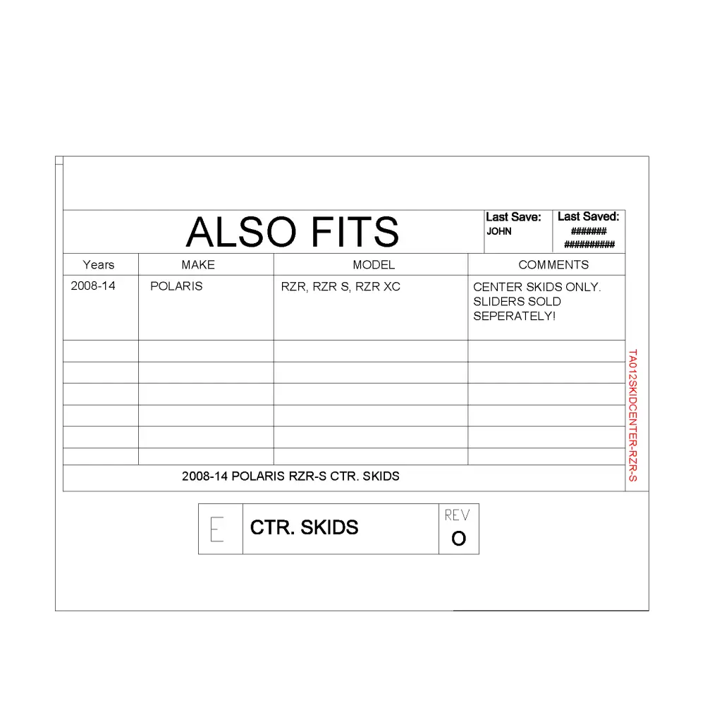 Trail Armor Polaris RZR 800 RZR 800 S and RZR XC Center Skids - Skid Plates