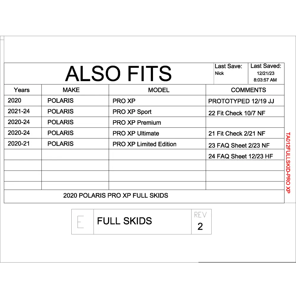 Trail Armor Polaris RZR XP PRO Full Skids with Integrated Sliders or Trimmed for Extreme Kick Out Nerf Sliders 2020