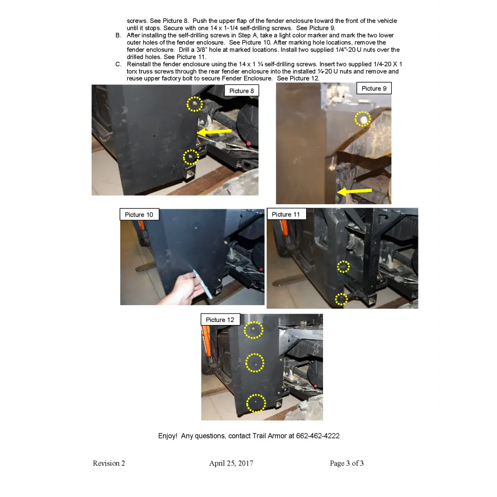 Trail Armor Ranger XP 900 Ranger Crew XP 900 Full Size Ranger XP 570 Ranger XP 1000 Ranger Crew XP 1000 Underbed Mud