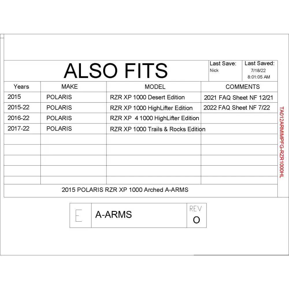 Trail Armor RZR XP 1000 RZR XP 4 1000 OEM Highlifter/Desert Edition/Trails and Rocks Arched iMpact Front A-Arm Guards