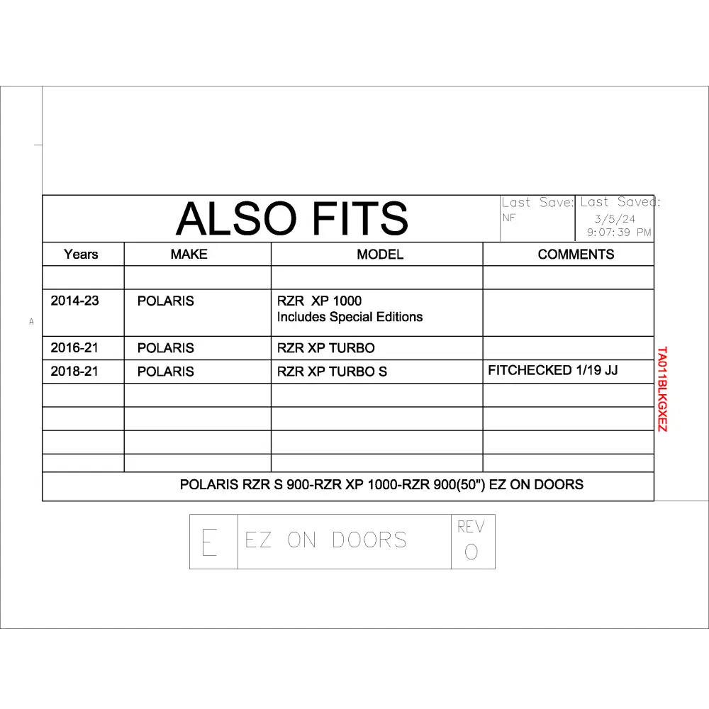Trail Armor RZR XP 1000 RZR XP TURBO S RZR XP Turbo EZ On GenX Doors - Doors