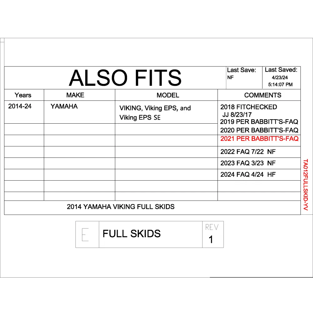 Trail Armor Yamaha Viking 700 Viking EPS Viking EPS SE Full Skids with Integrated Sliders 2014 - 2024 - Skid Plates
