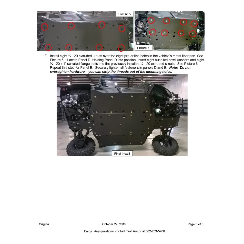 Trail Armor Yamaha Wolverine Wolverine R-Spec and Wolverine R-Spec EPS Full Skids with Slider Nerfs 2016 - 2018 - Skid
