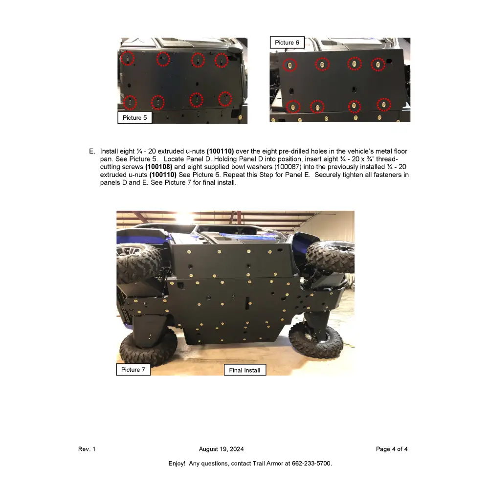 Trail Armor Yamaha WolverineYamaha Wolverine X2 850 (2019 - 2022) X2 850 R-Spec (2019 - 2024) X2 850 EPS (2020) X2 850