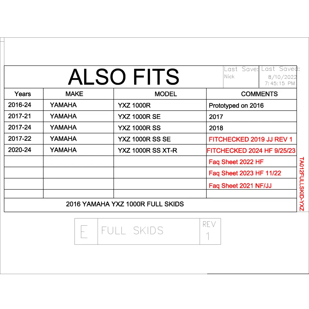 Trail Armor Yamaha YXZ 1000R Full Skids with Integrated Sliders - Skid Plates
