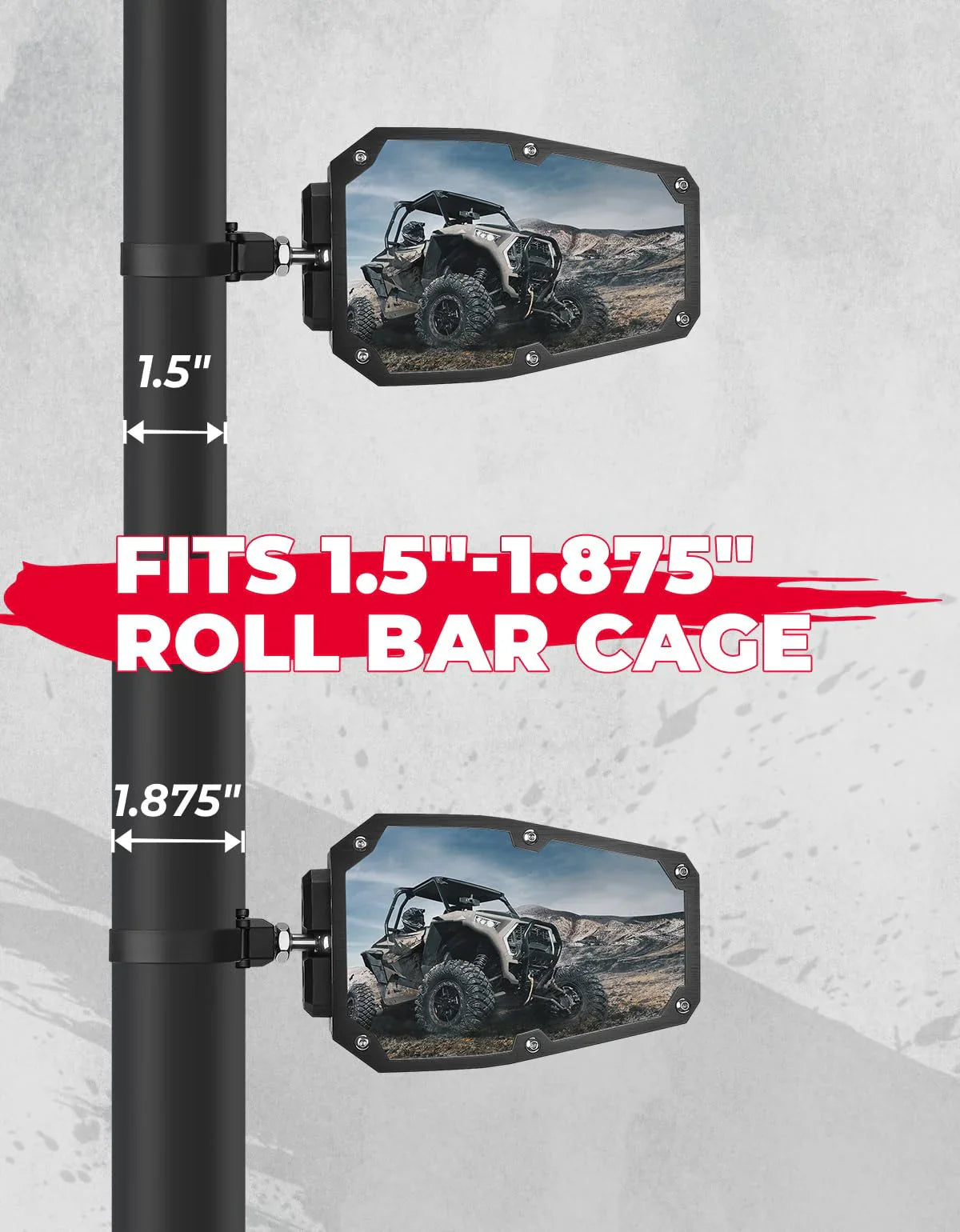 UTV Universal 1.5-1.875 In Side Mirrors for Polaris/Can-Am/Kawasaki