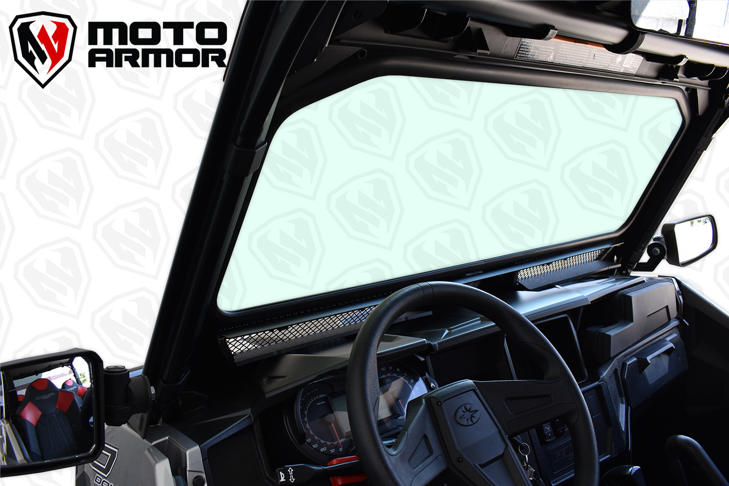 Vented Full Glass Windshield for Polaris General Black - Glass Front Windshield