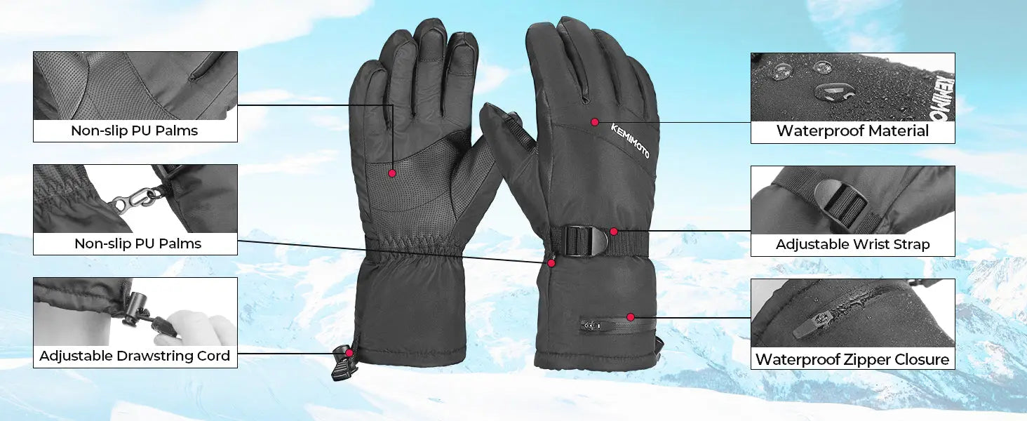 Ski Gloves Winter Gloves for Men Waterproof