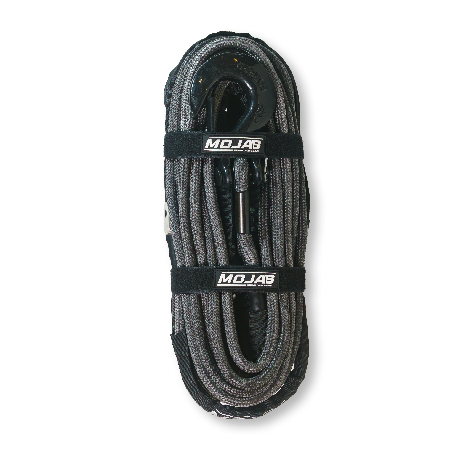 1/2’’ x 78’ Double Braided Winch Rope with removeable forged winch hook - Black - Winch rope