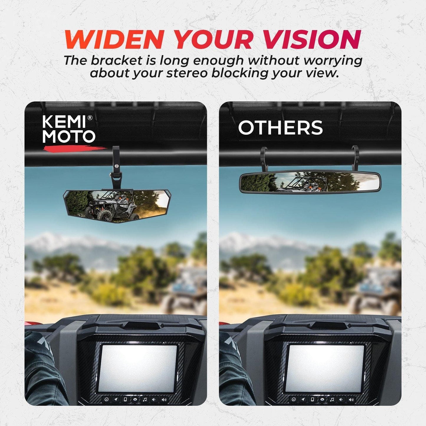 1.5-2inch Rearview Mirror For Polaris RZR/Pioneer/Talon/ X3/ CFMOTO/Kawasaki