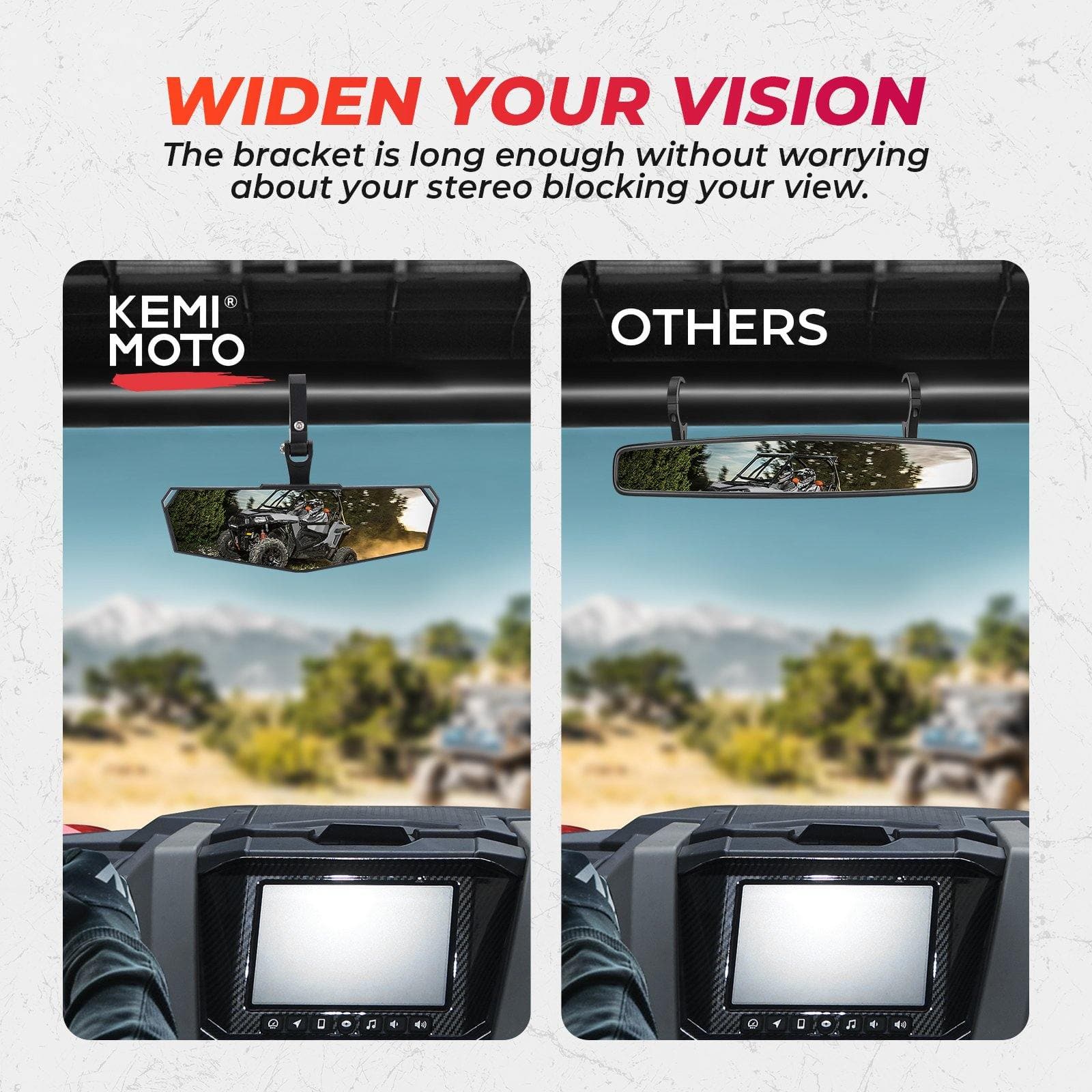 1.5-2inch Rearview Mirror For Polaris RZR/Pioneer/Talon/ X3/ CFMOTO/Kawasaki