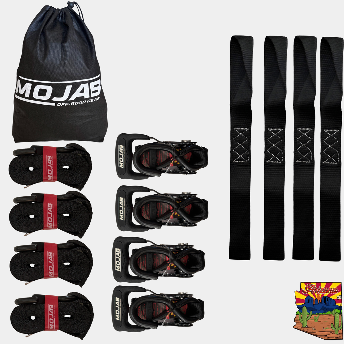 1.6’’ x 15’ Ratchet Tie-Down Set - Pack of 4 - Tie-Down