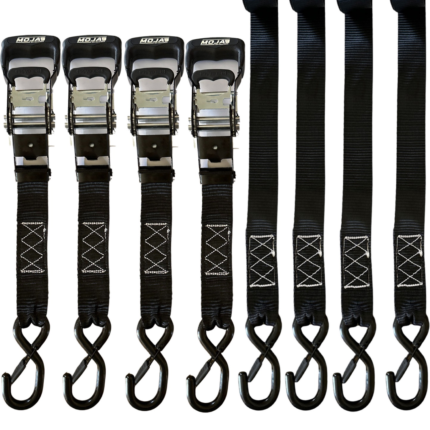 1.6’’ x 15’ Ratchet Tie-Down Set (Pack of 4) Closed Hook (Lifetime Warranty) - Tie-Down