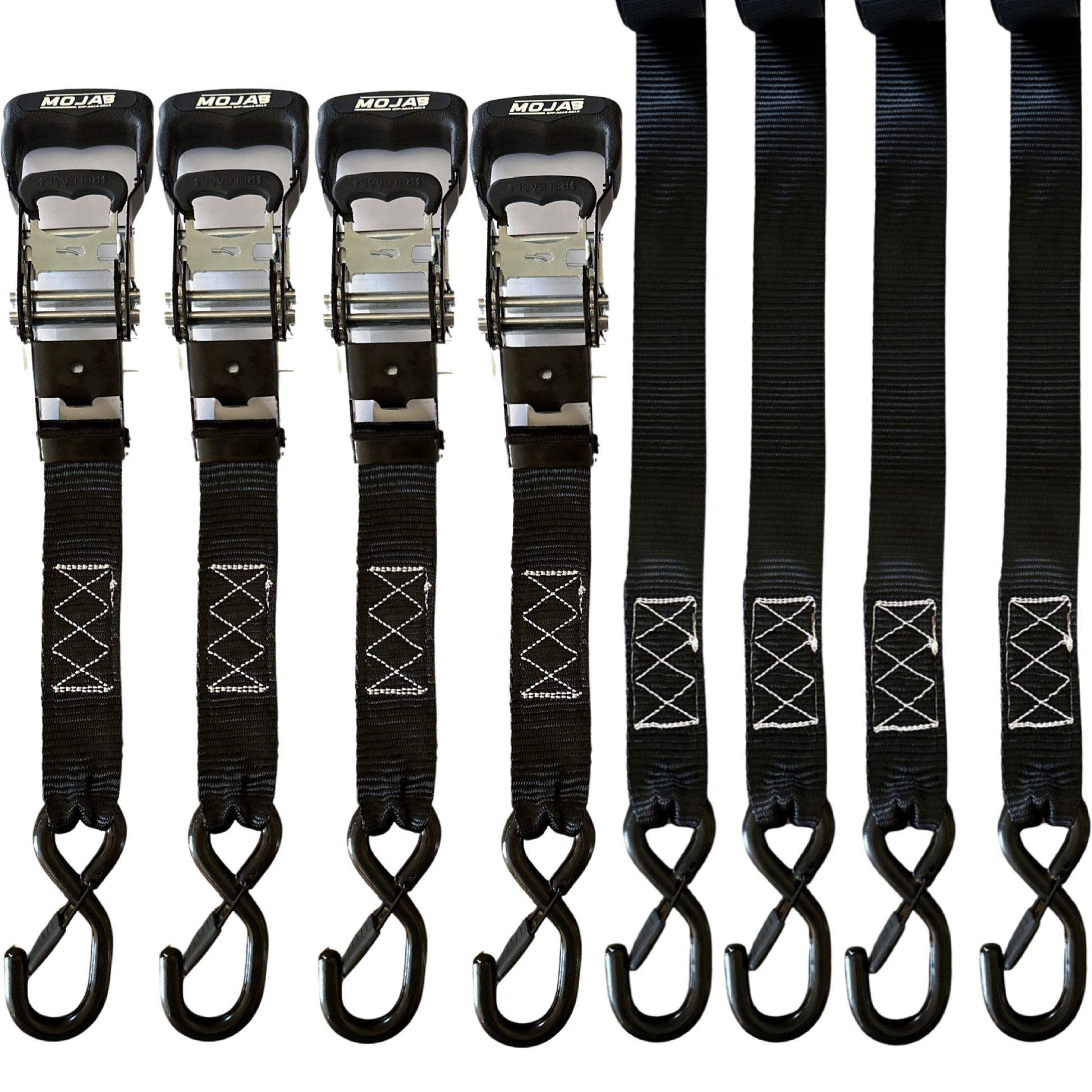 1.6’’ x 15’ Ratchet Tie-Down Set (Pack of 4) Closed Hook (Lifetime Warranty) - Tie-Down