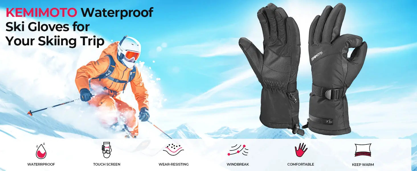 Ski Gloves Winter Gloves for Men Waterproof