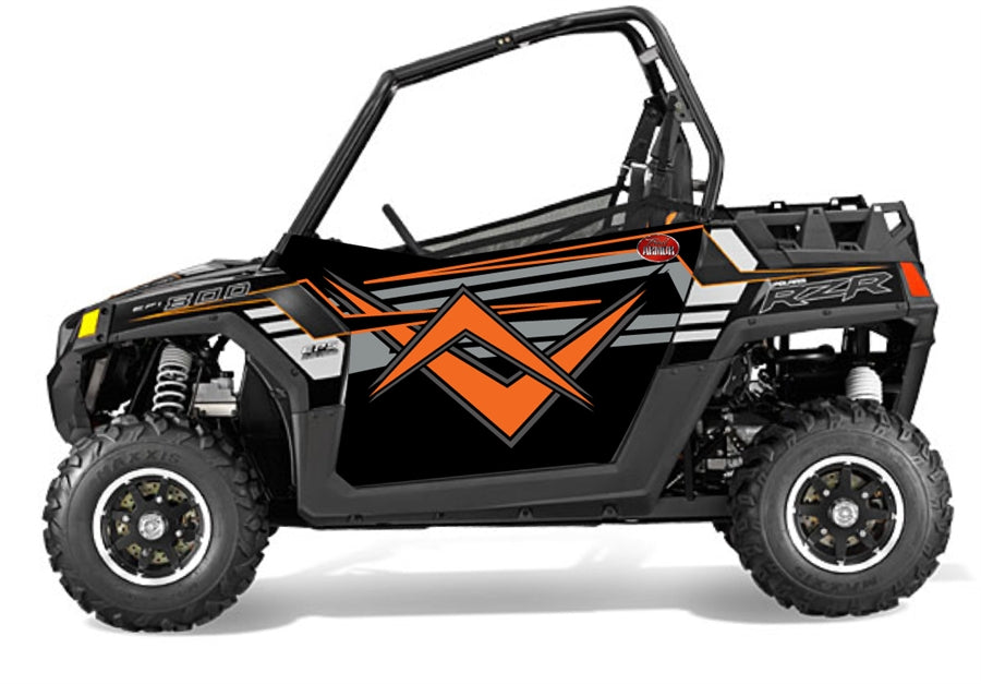 Trail Armor SLIMLINE Two Door Graphics Kit - 2014 RZR 800 EPS Gloss Black Orange Madness