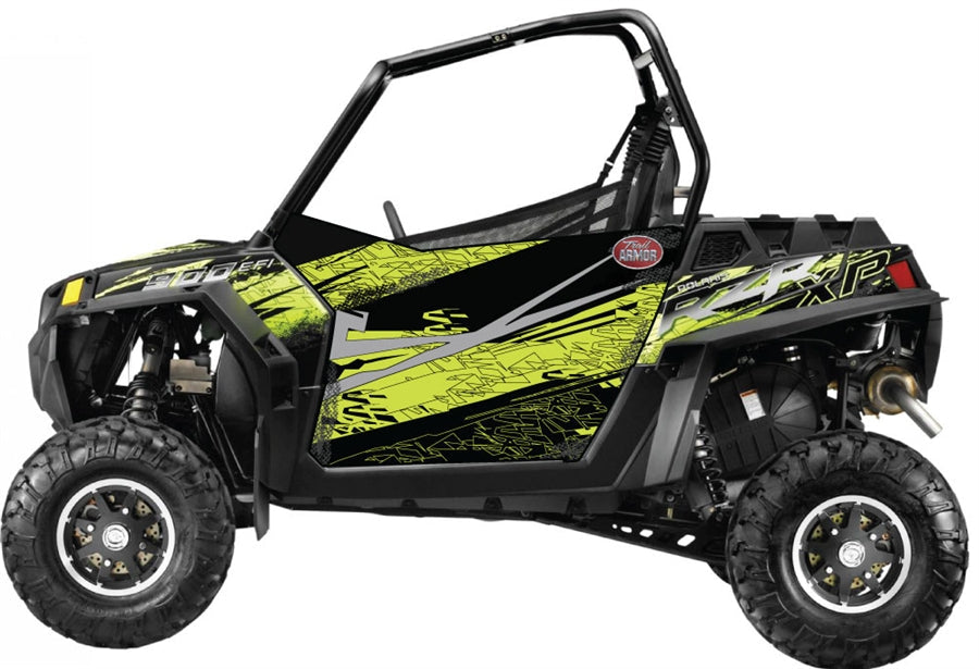 Trail Armor SLIMLINE Two Door Graphics Kit - 2013 RZR XP 900 Stealth Black Evasive Green