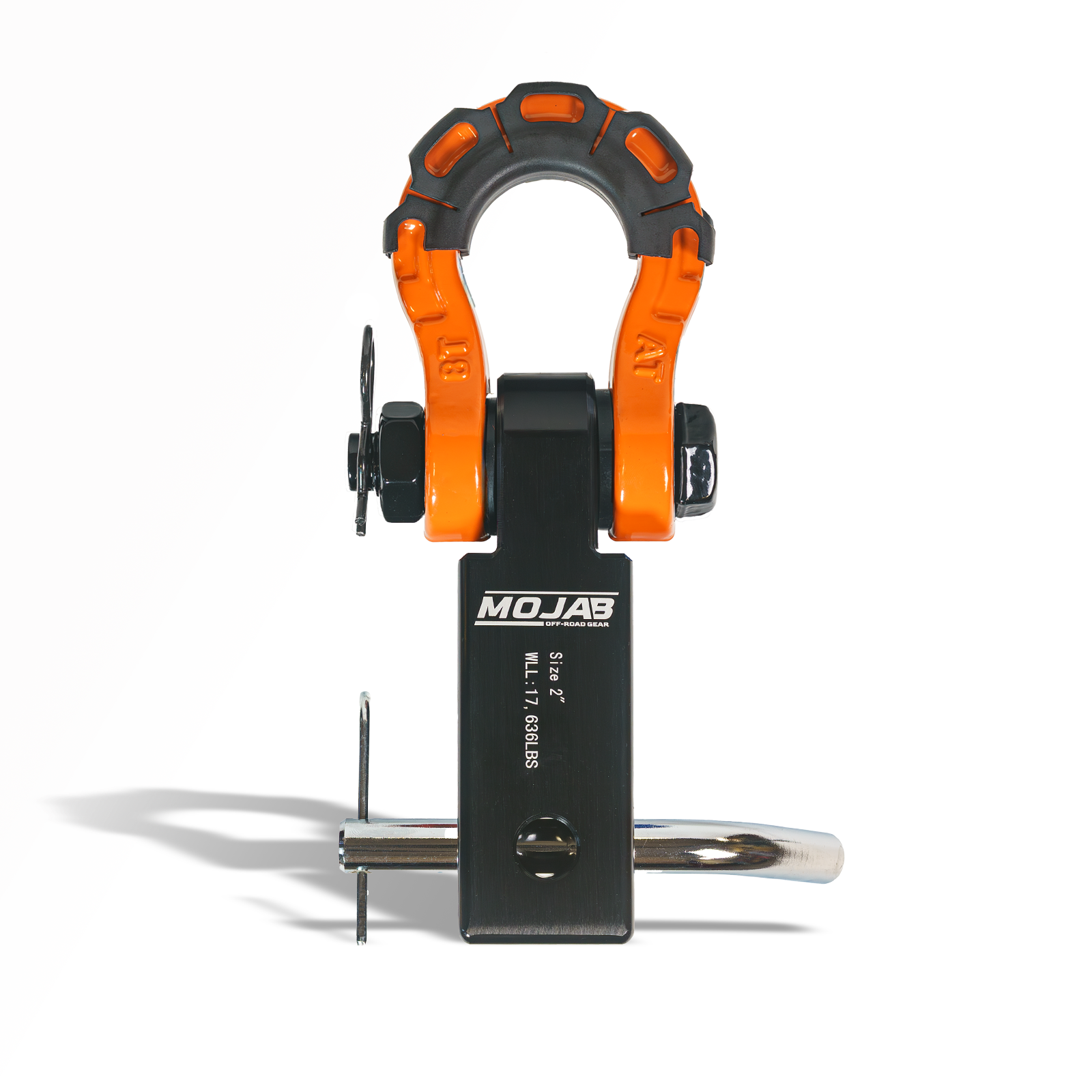 2’’ Aluminum Hitch Receiver with Steel D-Shackle (LIFETIME WARRANTY) - Orange - Towing