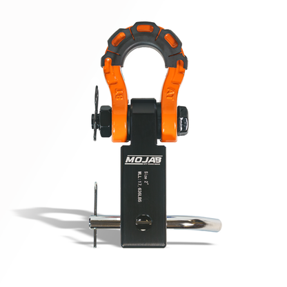 2’’ Aluminum Hitch Receiver with Steel D-Shackle (LIFETIME WARRANTY) - Orange - Towing