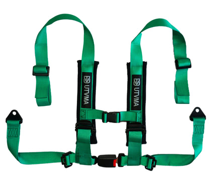 2-inch 4-point Harness with Auto Buckle - Green - Vehicle Parts & Accessories