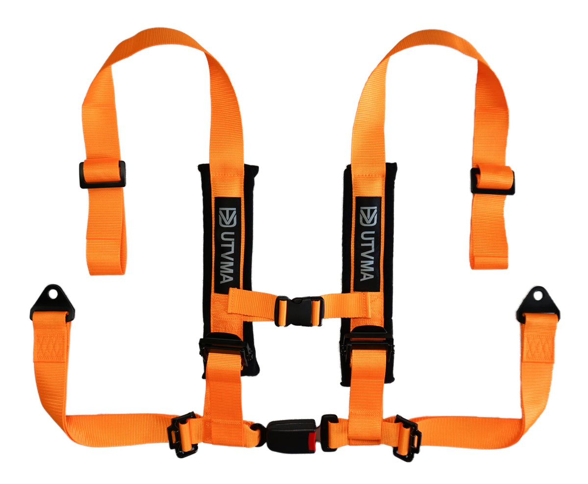 2-inch 4-point Harness with Auto Buckle - Orange - Vehicle Parts & Accessories