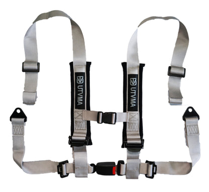2-inch 4-point Harness with Auto Buckle - Silver - Vehicle Parts & Accessories