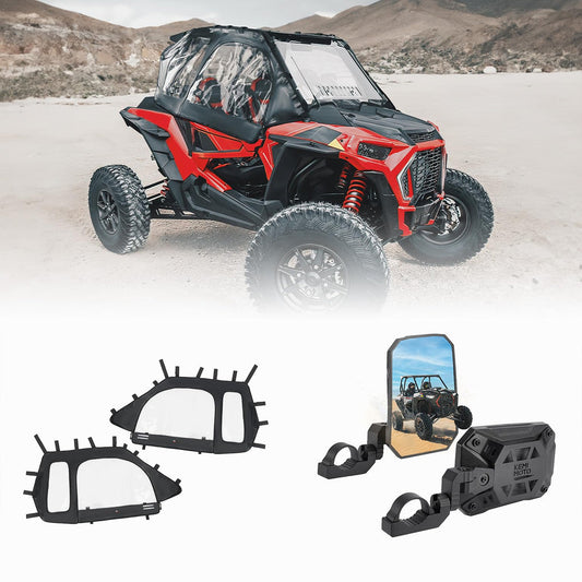2 Soft Upper Doors & Side Mirrors for Polaris RZR XP 1000/Turbo