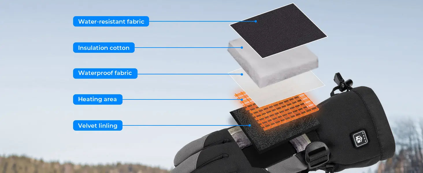 Heated Gloves, Winter Heated Gloves with Magnetic Flap