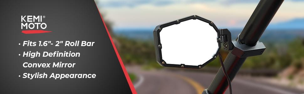 UTV Side Mirrors with LED Turn Signal Lights for 1.6"-2" Roll Bar (New Design)