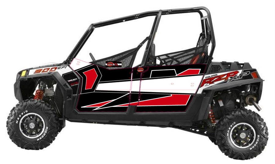 Trail Armor GenX Four Door Graphics Kit - 2013 RZR 4 XP 900 EPS Walker Evans Black-White LE