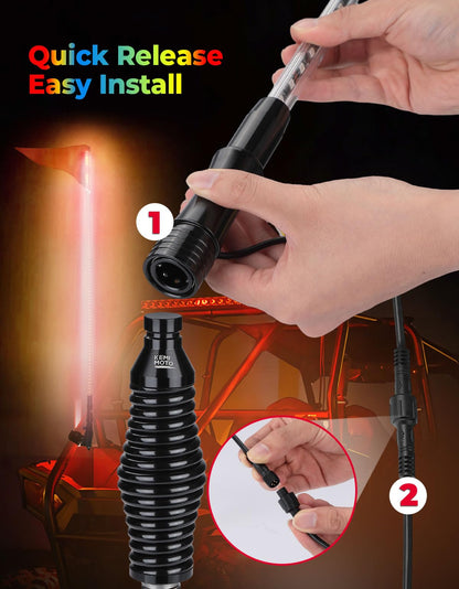 2PCS 5FT UTV Whip Lights with Spring Bases