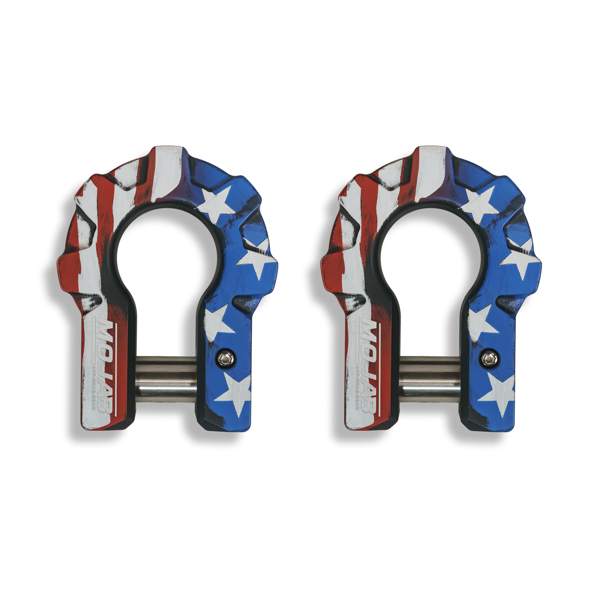 3/4’’ Extreme duty Aluminum D-Shackle set (9T)-Ceramic coated (LIFETIME WARRANTY*) - American Flag - Shackle