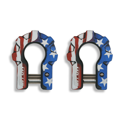 3/4’’ Extreme duty Aluminum D-Shackle set (9T)-Ceramic coated (LIFETIME WARRANTY*) - American Flag - Shackle