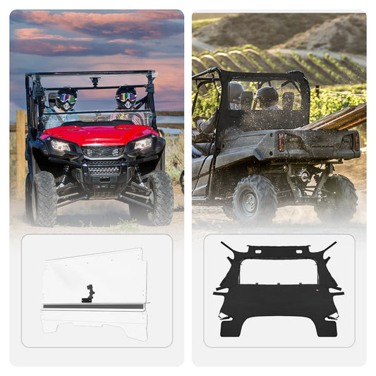 3-IN-1 Flip Windshield & Rear Panel with Open Window For Pioneer 700/ 700-4