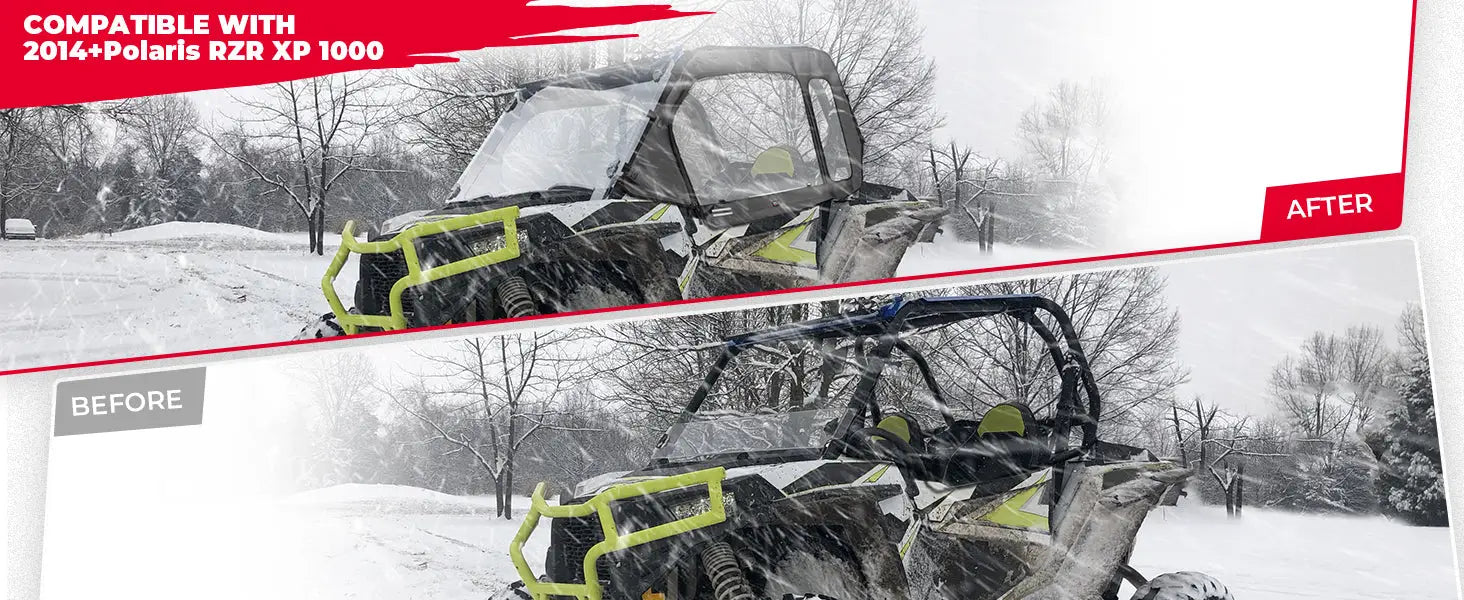 Soft Door, Upper Windows Water-resistant Windshield Fit 2014+ Polaris RZR XP 1000/XP