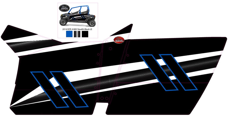 Trail Armor Slimline Four Door Graphics Kit - 2014 RZR 4 800 EPS Stealth Black LE