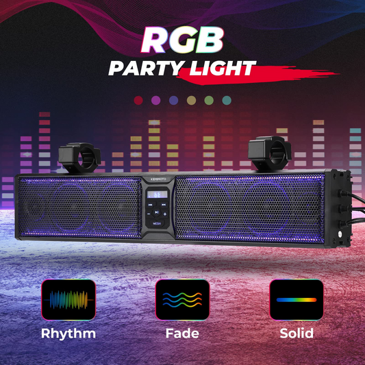 6 Speaker 26 Inch RGB Universal Sound Bar For 1.75’’-2.25’’ Roll Bar